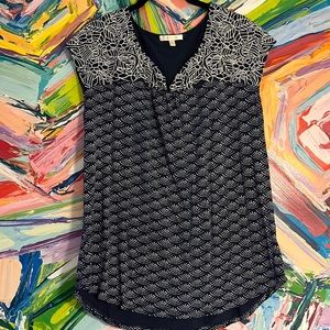 Skies are blue navy embroidered top